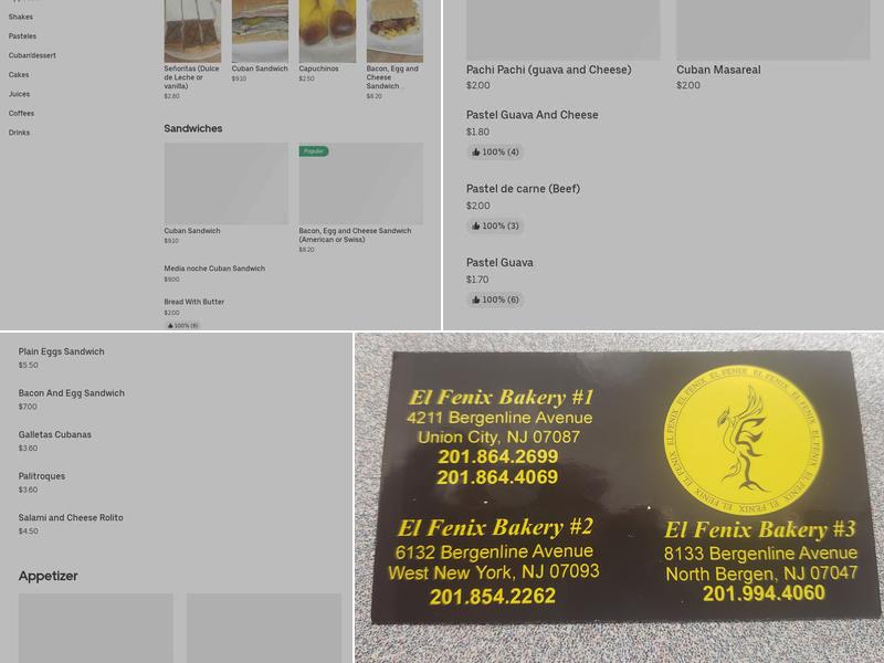 El Fenix Bakery Menu