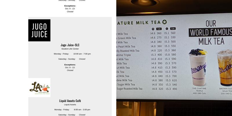 Chatime Menu