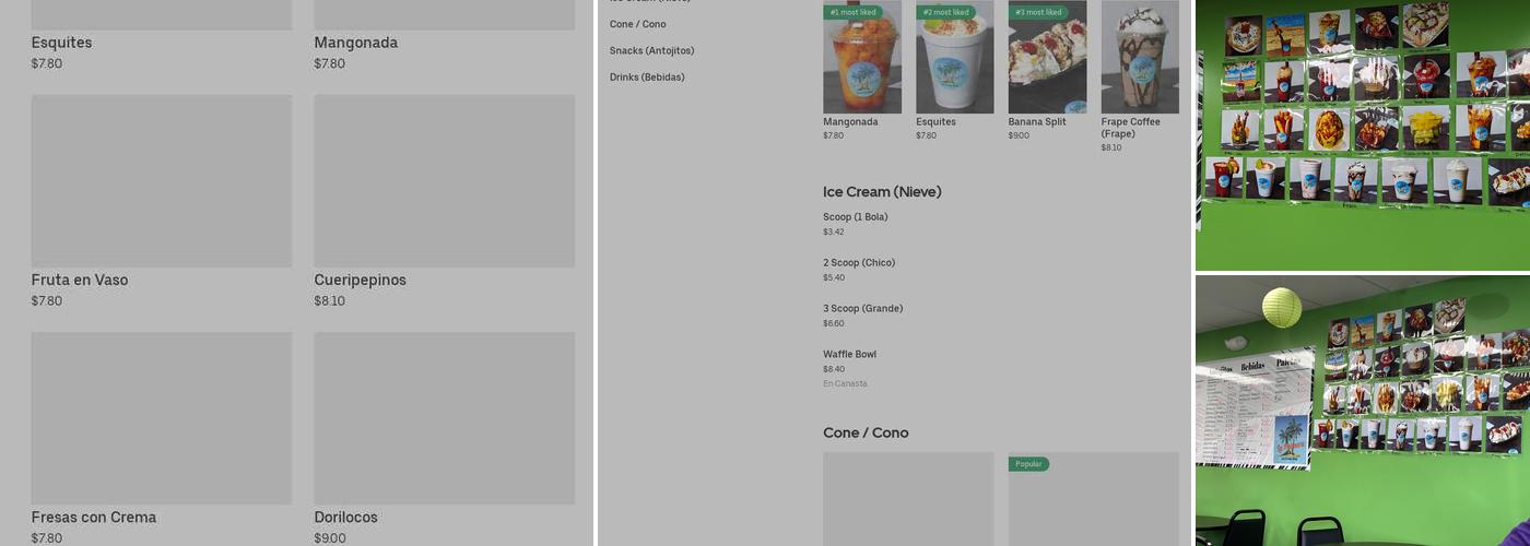 La Palmera Ice Cream Shop Menu