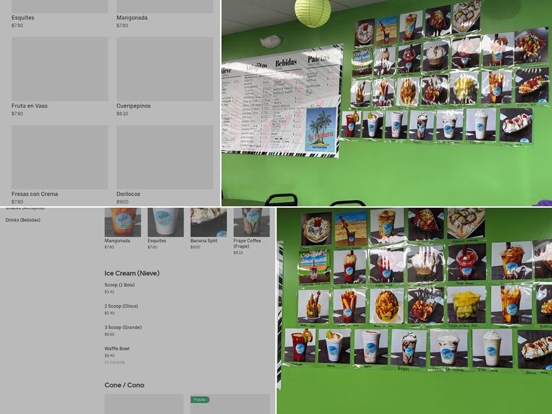 La Palmera Ice Cream Shop Menu