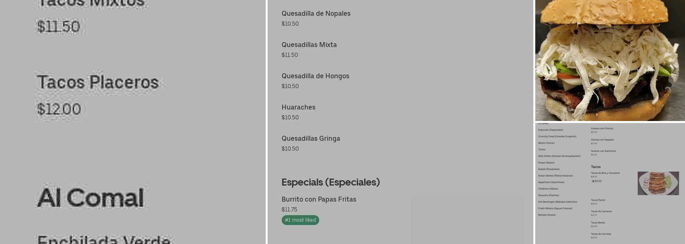 Centenario Bistro Menu