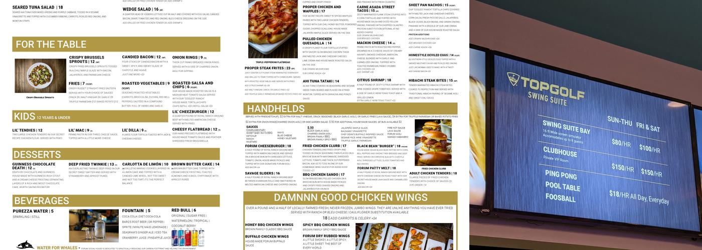 Topgolf Swing Suite Menu