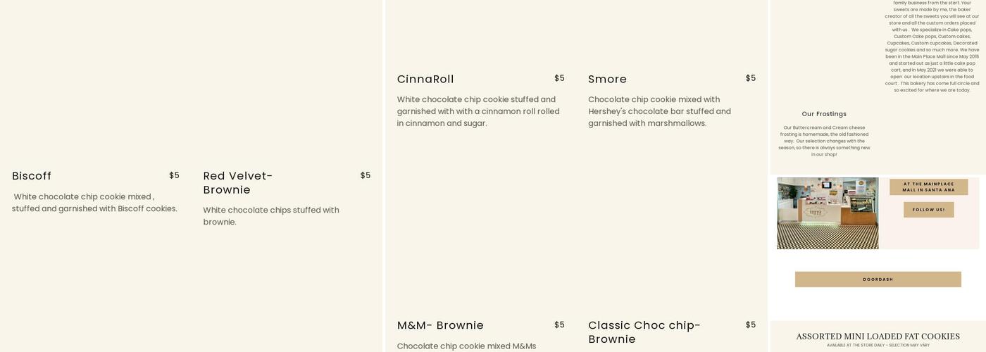 iZZY’S Cake Pops Menu