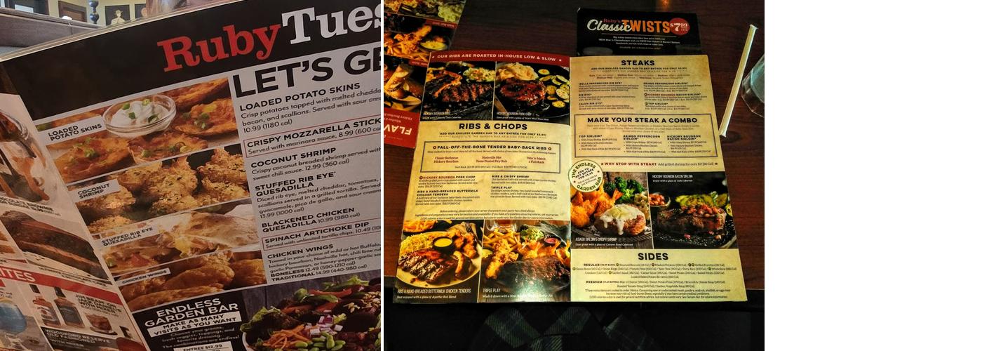 Ruby Tuesday Menu