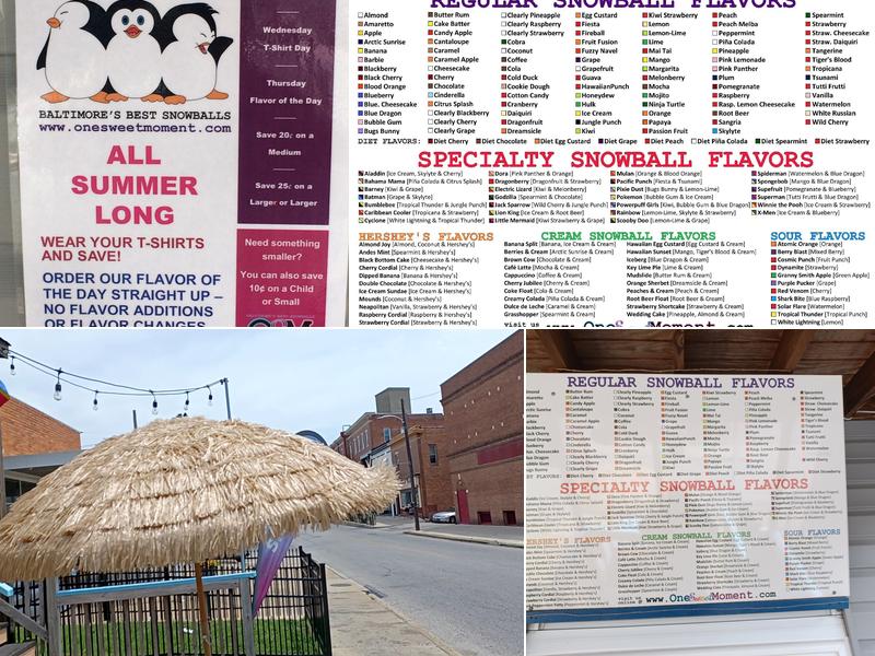 One Sweet Moment- Baltimore's Best Snowballs ️ Menu