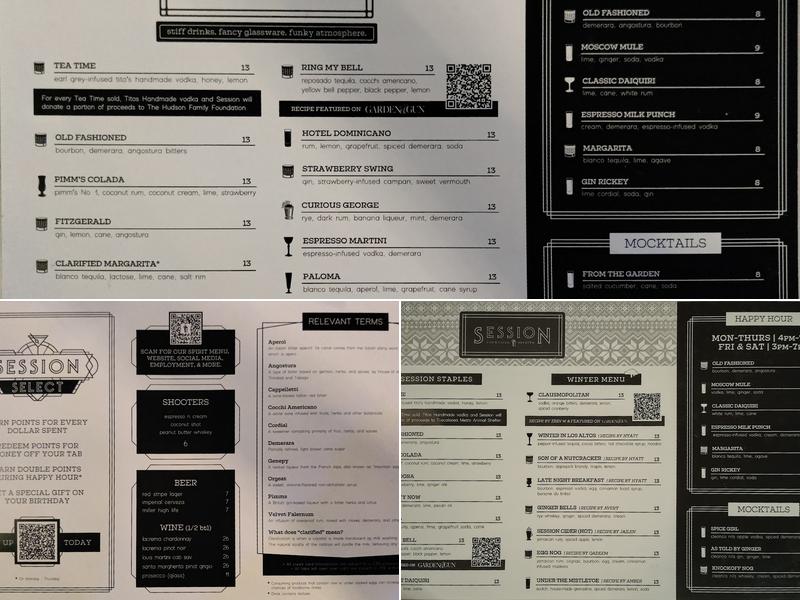 Session Cocktails Menu