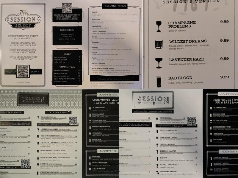 Session Cocktails Menu