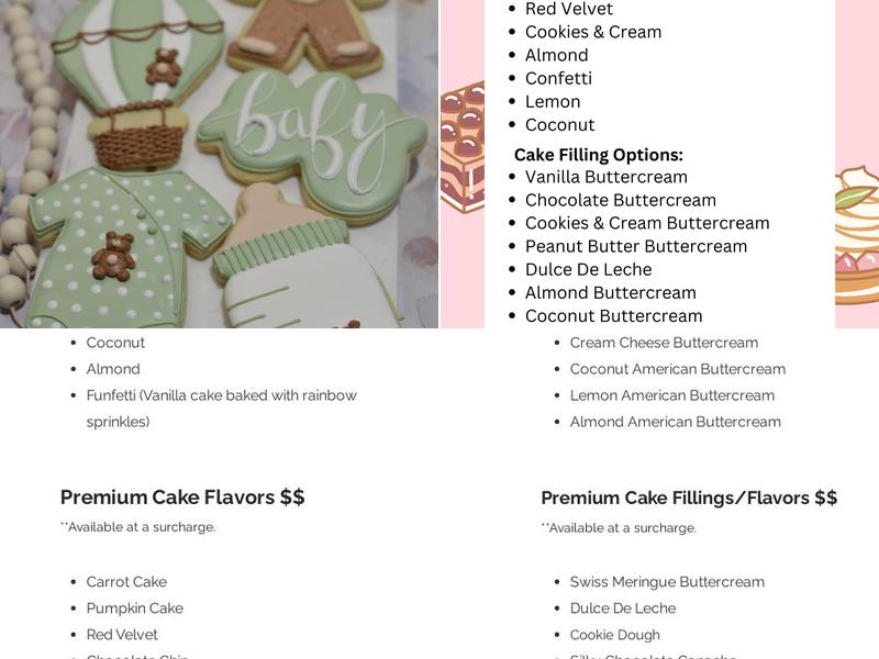 Sugar Cakes Bakery Menu