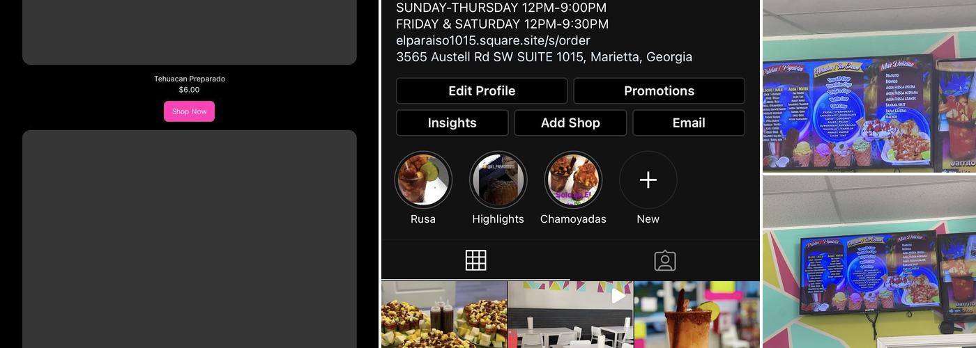 El paraiso Antojitos y Nieves Menu