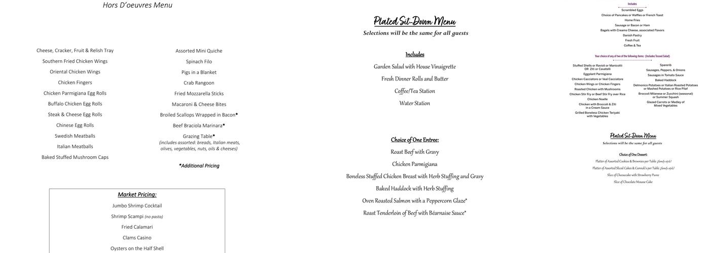 Anthony's Spadafora Caterers Menu