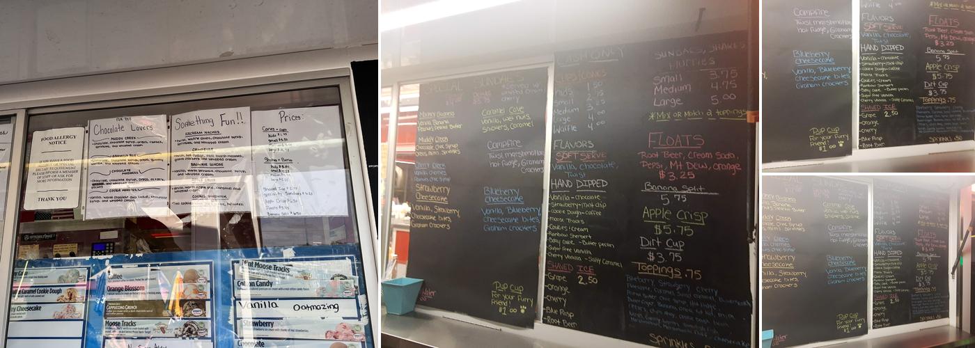 Deep Creek Ice Cream Menu