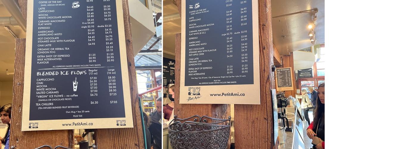 Petit Ami Menu