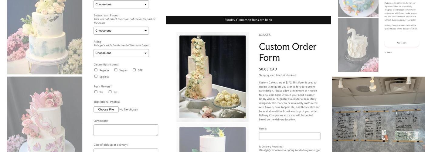 8 Cakes Bake Shoppe Menu