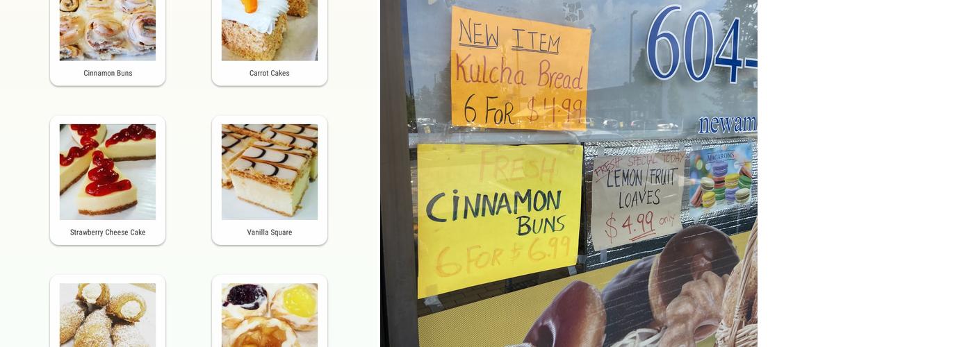 New Amsterdam Bakery Menu
