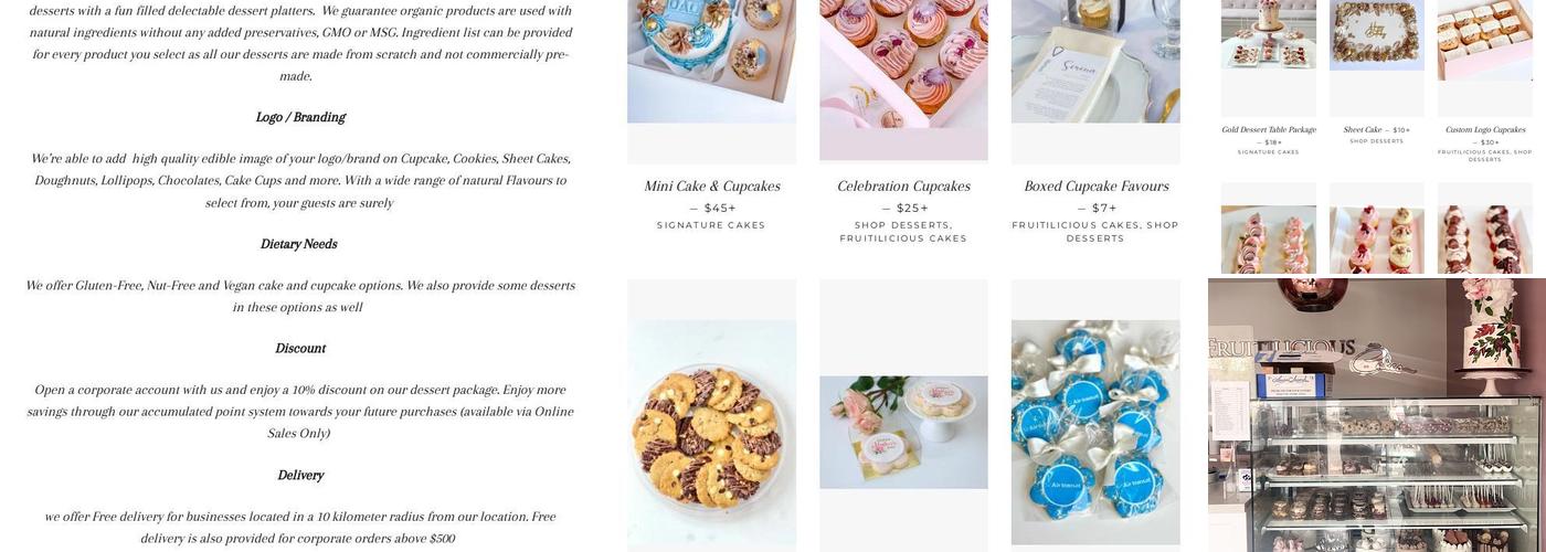 Fruitilicious Cakes Inc Menu