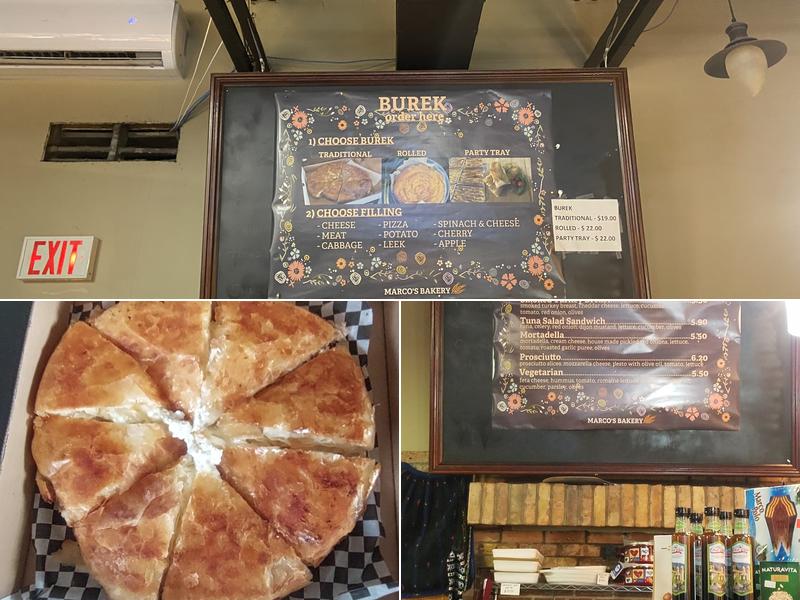 Marco's Bakery Menu