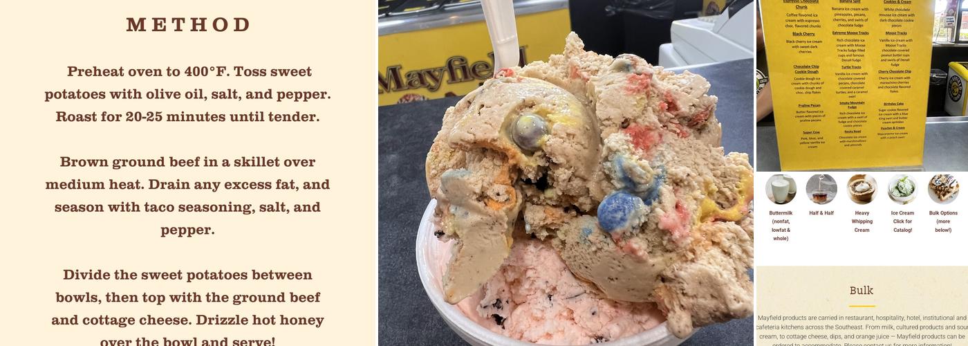 Mayfield Dairy Menu