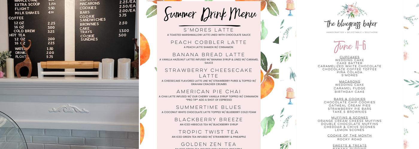The Bluegrass Baker, LLC. Menu