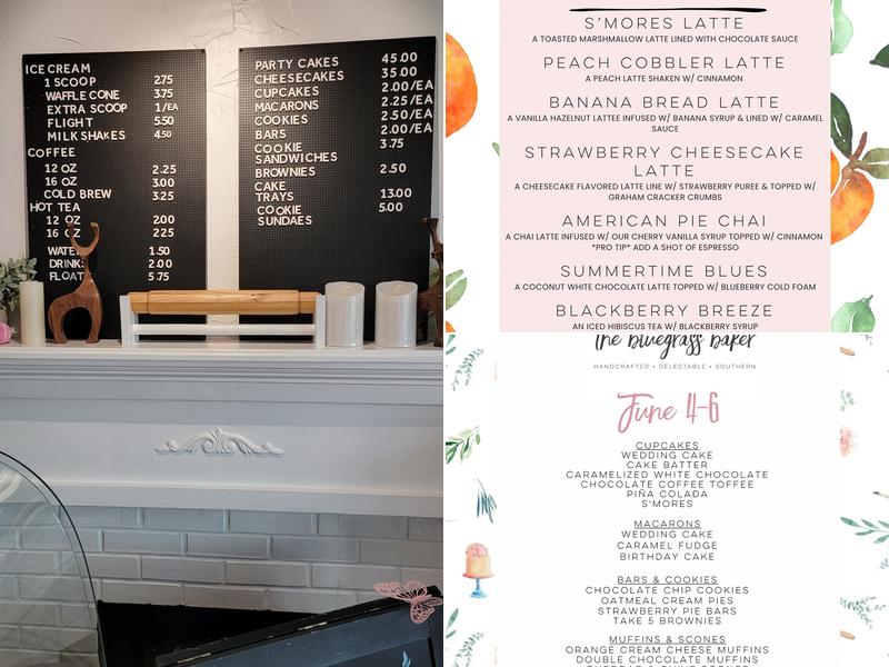 The Bluegrass Baker, LLC. Menu