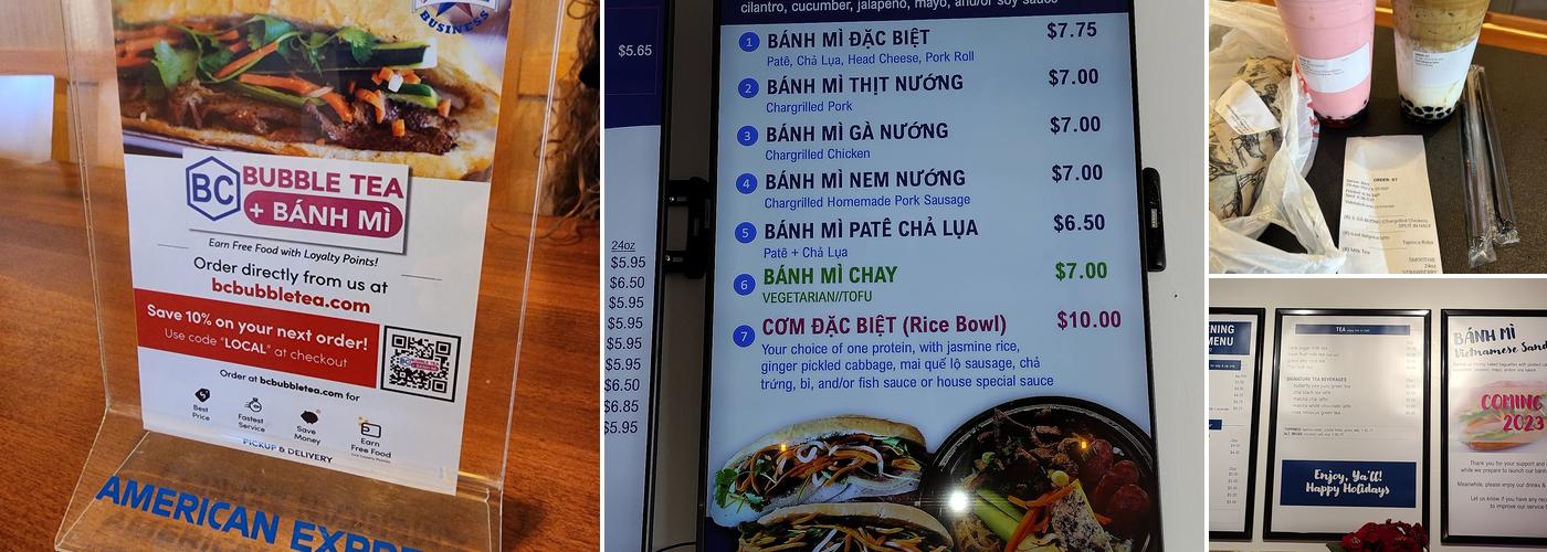 BC Bubble Tea and Bánh Mì Menu