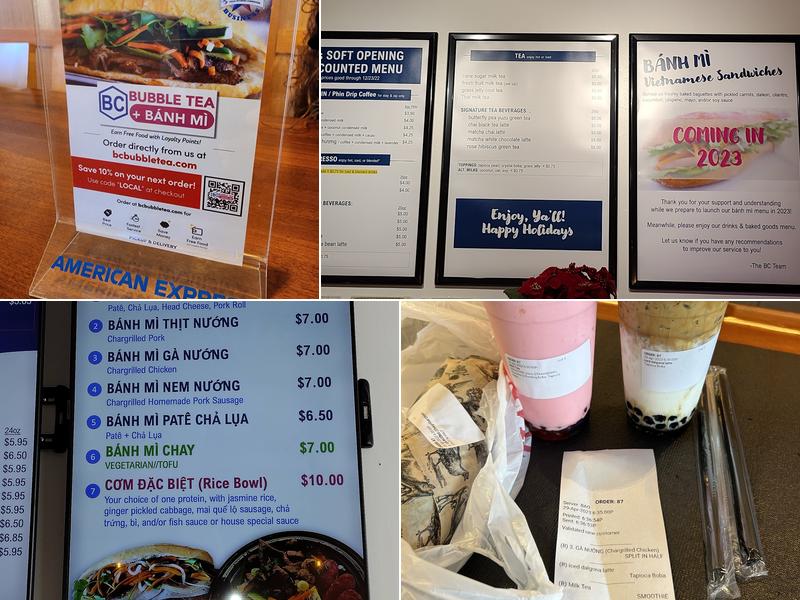 BC Bubble Tea and Bánh Mì Menu
