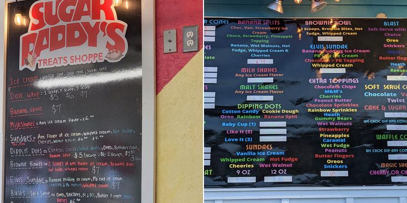 Sugar Daddy's Menu