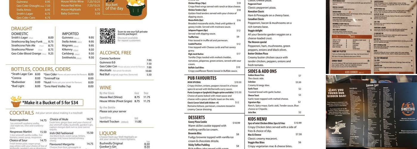 Smith's Irish Pub Menu