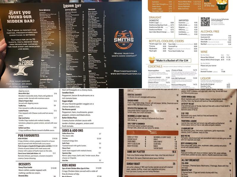Smith's Irish Pub Menu