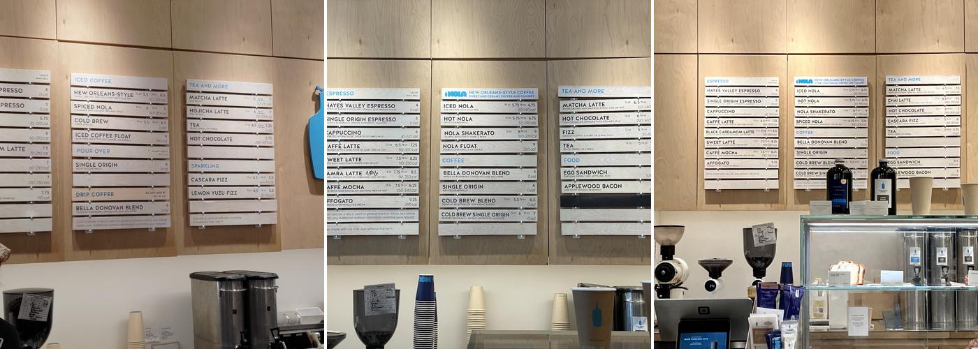 Blue Bottle Coffee Menu