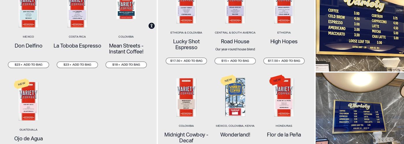 Variety Coffee Roasters Menu