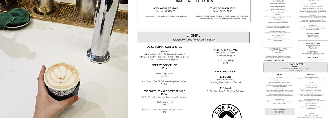 For Five Coffee Menu