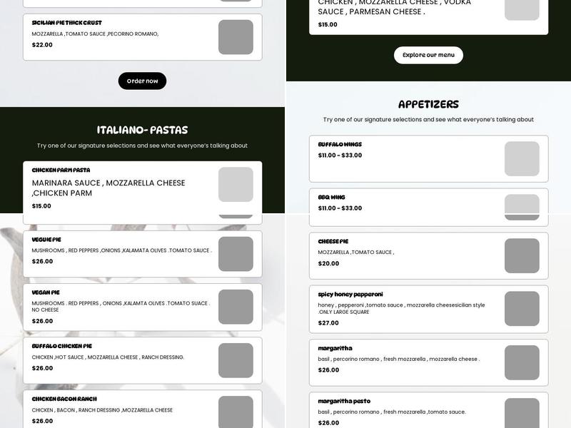 Square pizza NYC Time Square Menu