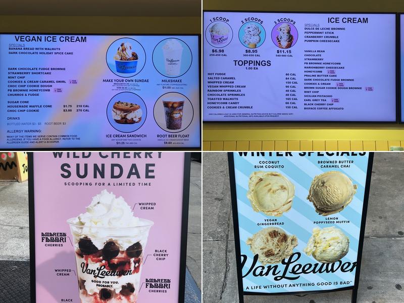 Van Leeuwen Ice Cream Menu