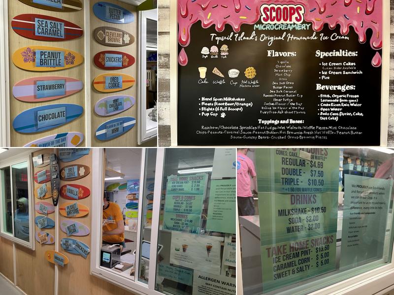 Scoops Microcreamery @ Topsail Beach Menu