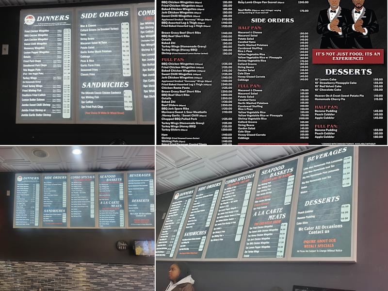 Father and son soul food catering Menu