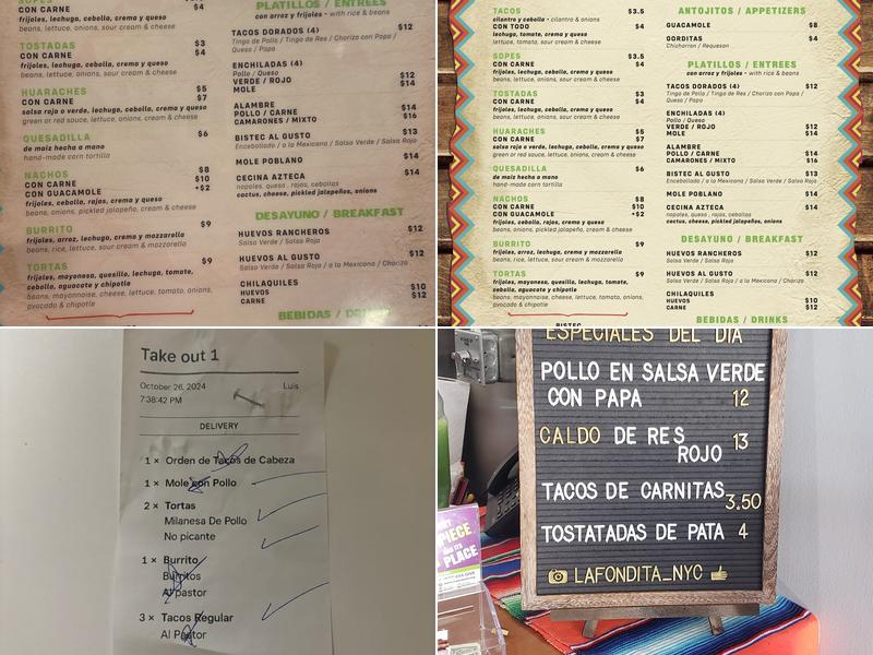 La Fondita Menu