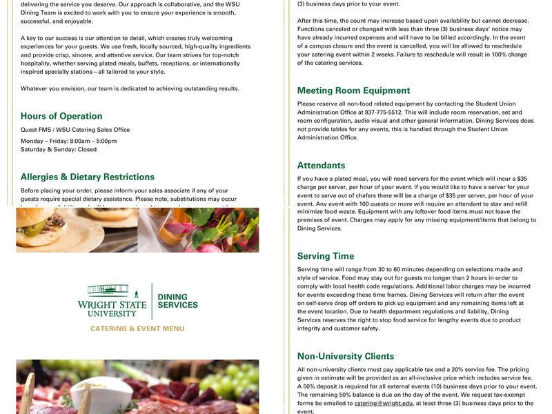 The Hangar @ Wright State Menu