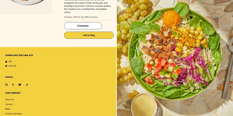 CAVA Menu