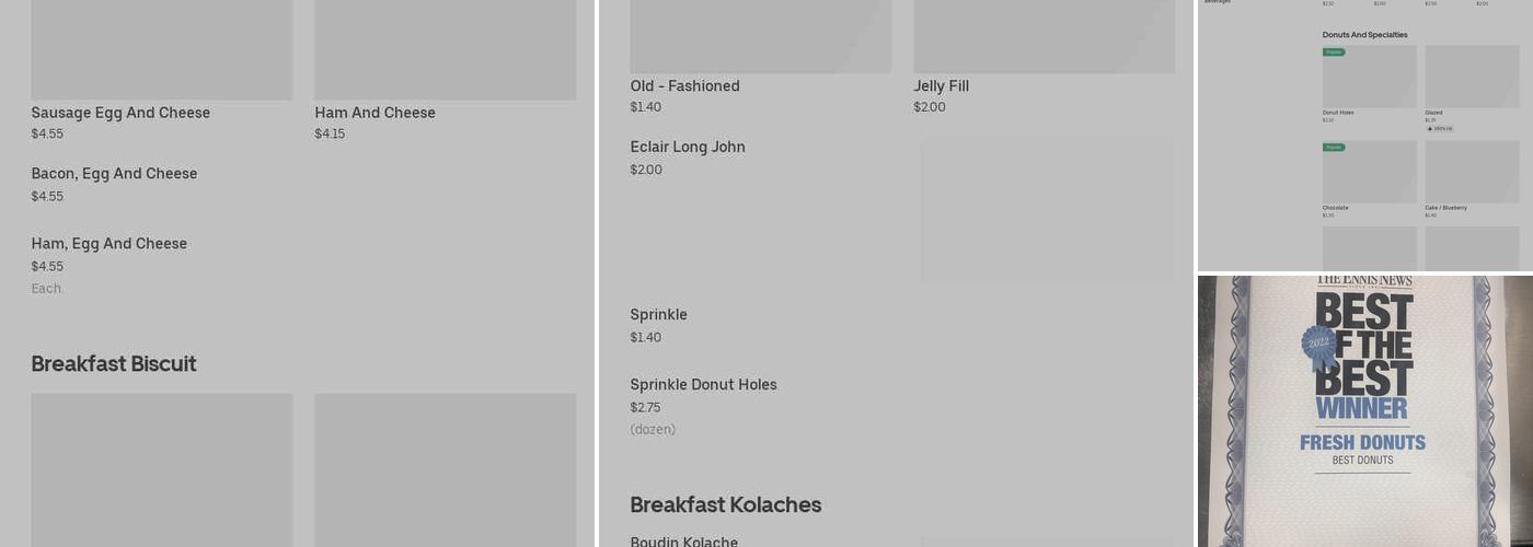 Fresh Donuts Menu