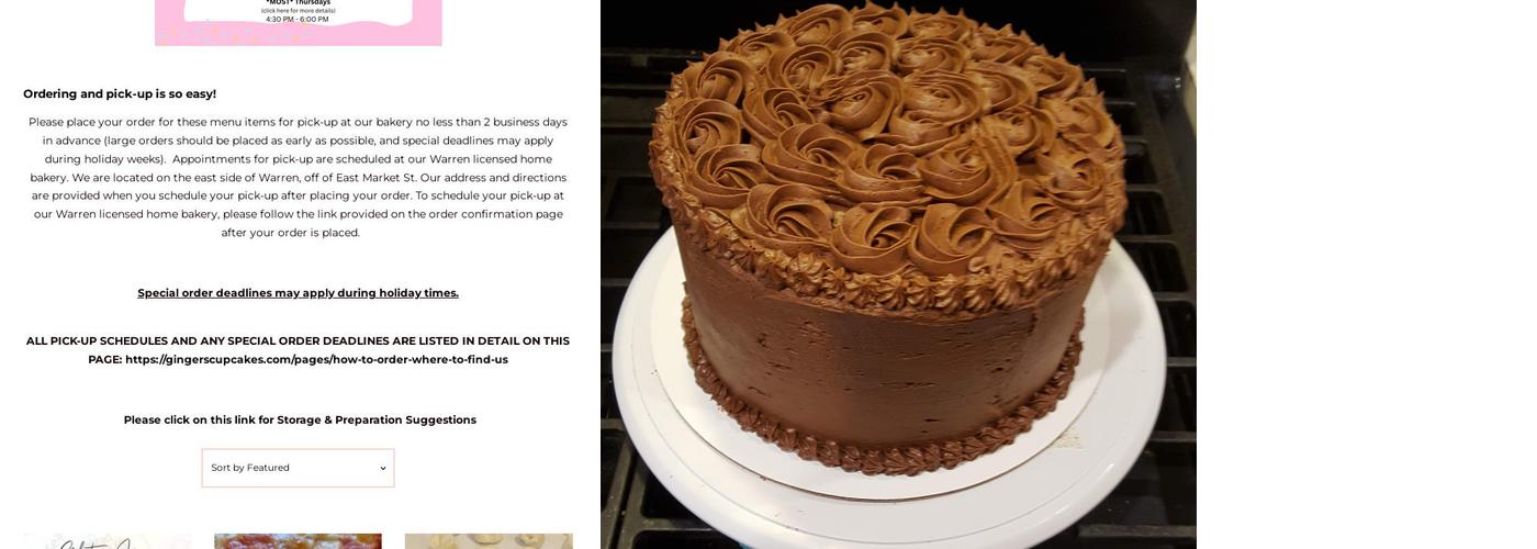 Ginger's Gluten Free Cupcakes LLC Menu