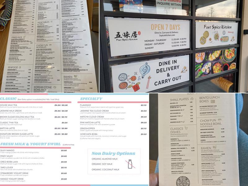 CLOUDTEA @ Five Spice Kitchen Menu