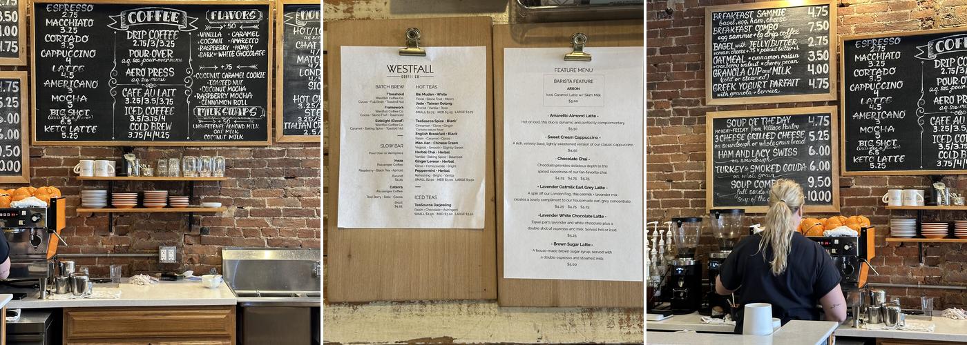 Westfall Coffee Co. Menu