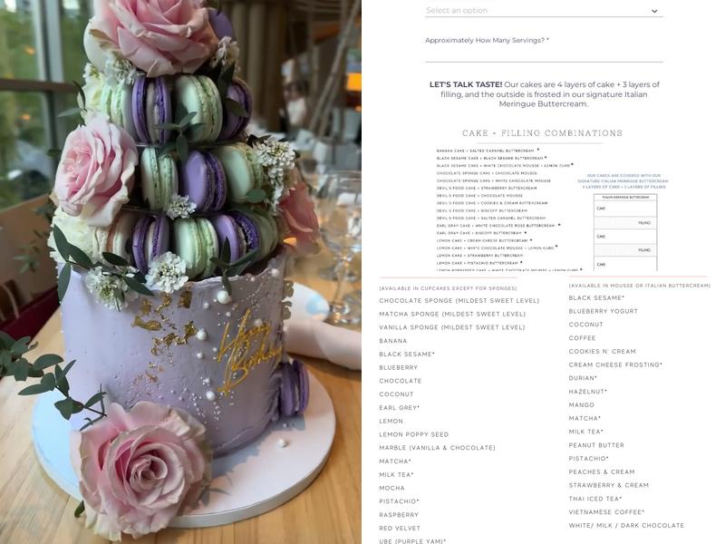 Coco & Eve Custom Cakes Menu