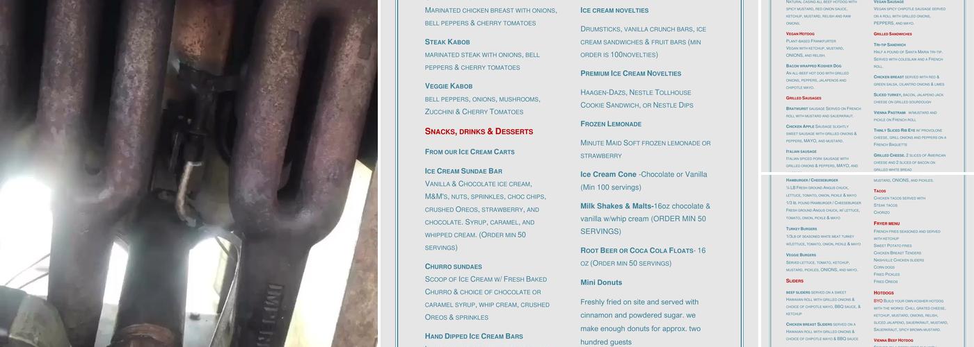 Barts Carts Menu