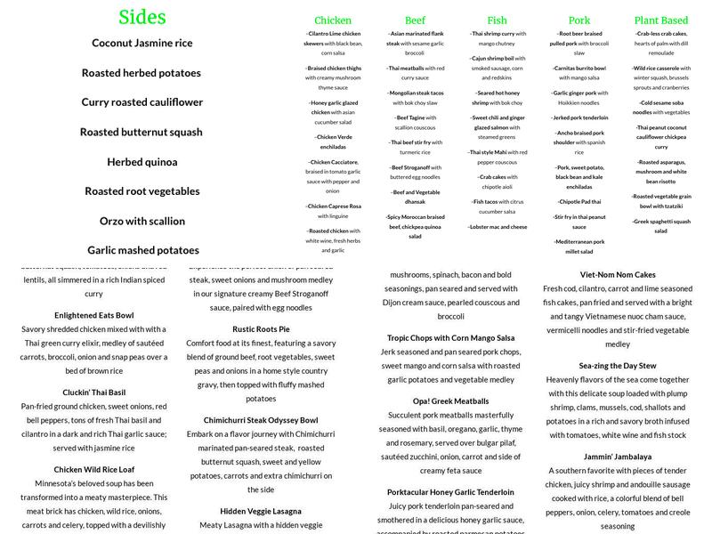 CheFresh Menu