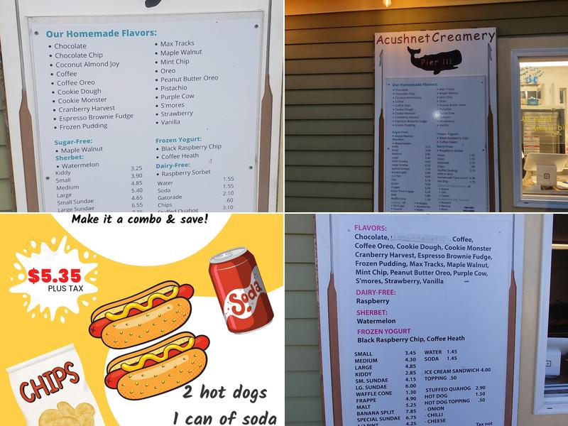 Acushnet Creamery at Pier 3 Menu