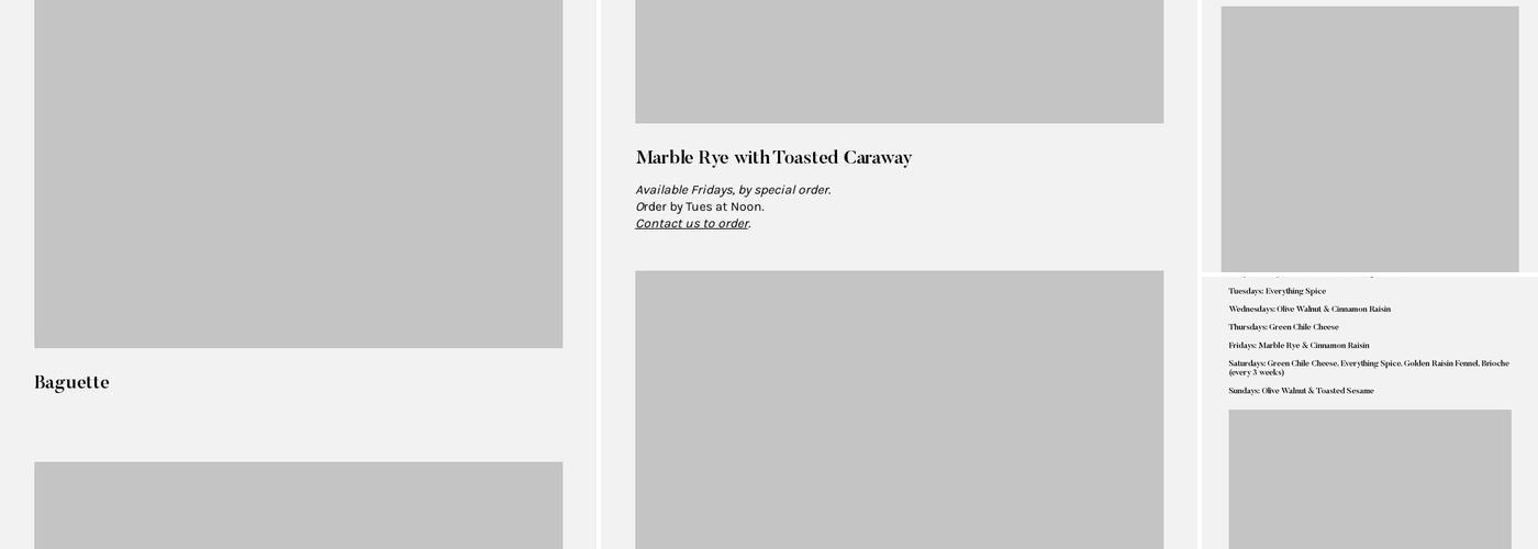 Bresnan Bread and Pastry Menu