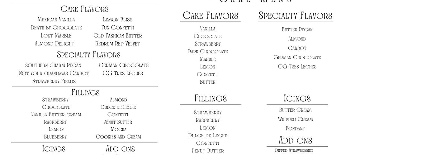 Cake Life Co. Menu