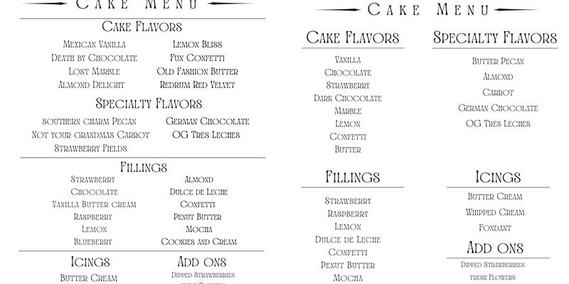 Cake Life Co. Menu