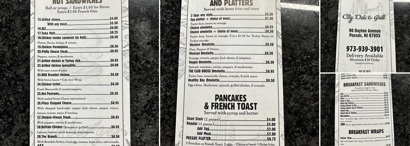 City Deli and Grill Menu